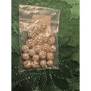 Antique Silver Plated Copper Beads Assorted Charms #163 Bundle W/ Others Listed